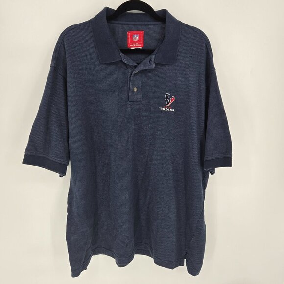 NFL Mens 2XL Houston Texans vintage 02 blue embroidered short sleeve polo waffle - Picture 8 of 8